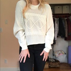 Cozy white cable knit sweater
